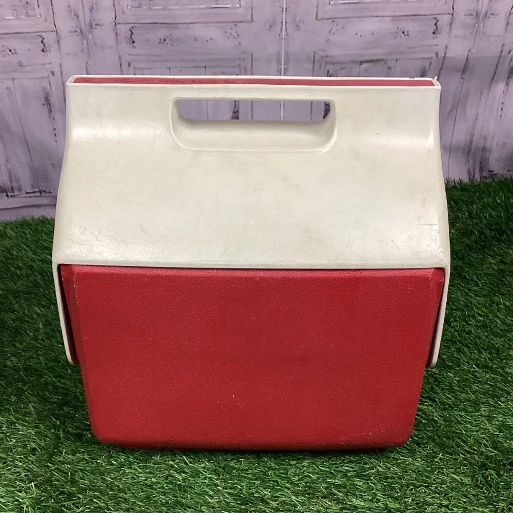 Vintage Little Playmate by Igloo Push Button Red White Logo Cooler